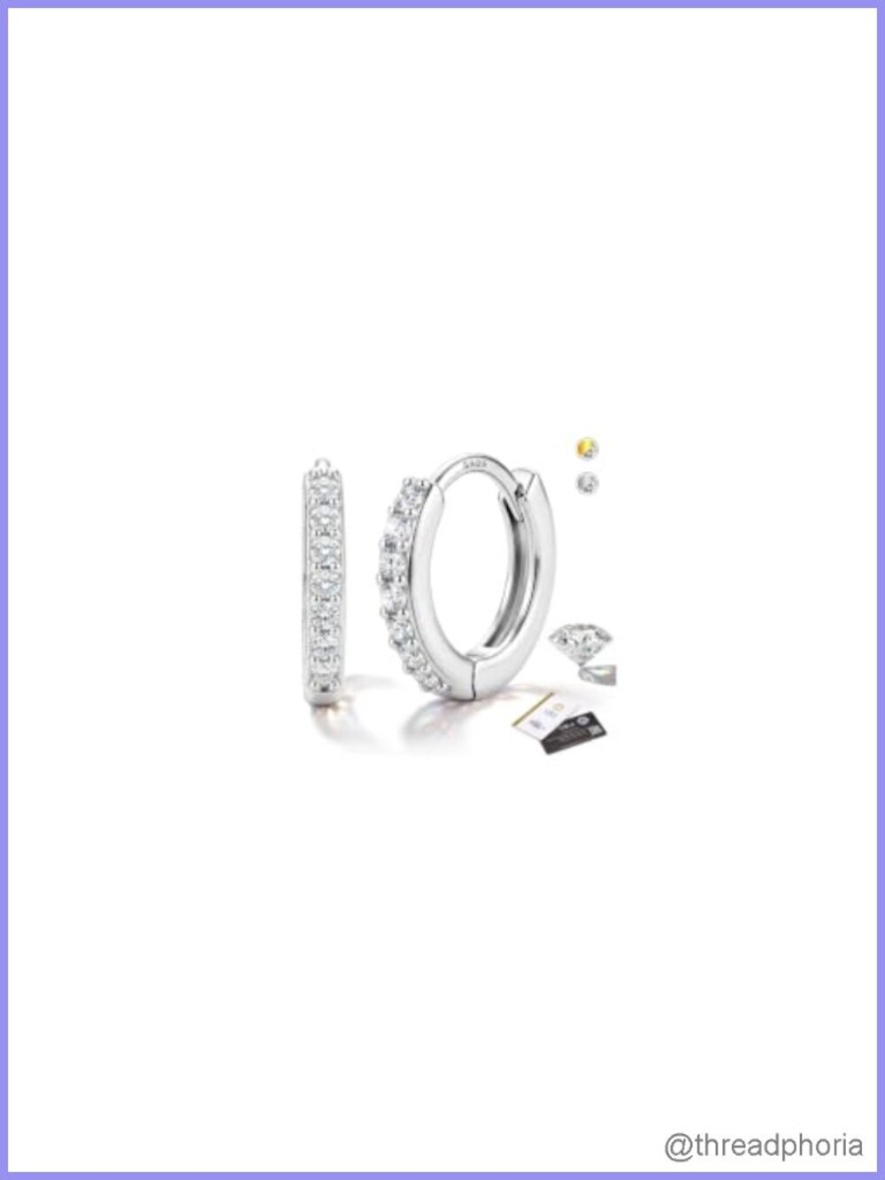 Moissanite Huggie Hoop Earrings 925 Sterling Silver 8/10/12mm